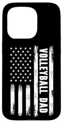 Volleyball Dad American Flag Grunge Retro Vintage Custodia per iPhone 15 Pro