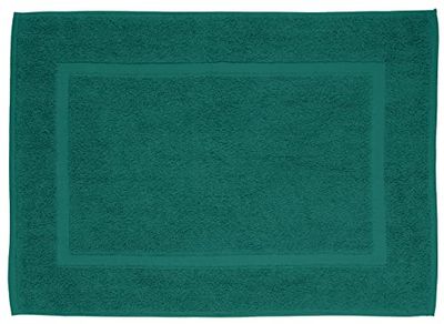 WENKO Paradise terrycloth bath mat in dark green, absorbent & low-maintenance bath mat in heavy-duty quality, soft bathroom rug made of 100% cotton, washable & suitable for tumble drying, 50 x 70 cm