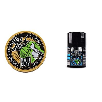 HEY JOE! - Genuine Hair Pomade Matt Clay | Cera Mate para Pelo con Fijación Alta - Envase de 100 ml + Genuine Hair Mattifying Powder | Volumen