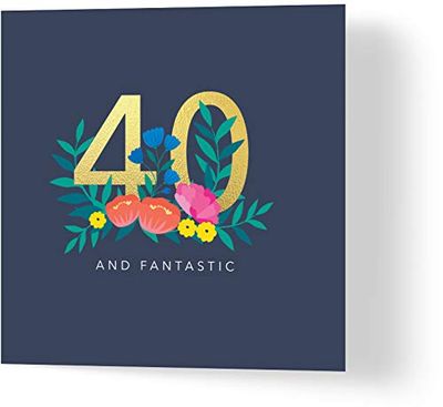 Wuzci Carte d'anniversaire 40 ans Multicolore 150 x 150 mm