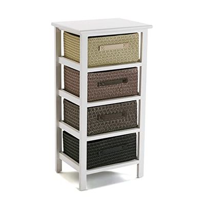 Versa Gavle Armário de casa de banho auxiliar, cómoda com 4 gavetas para organizar, armazenamento moderno e divertido, medidas (L x L x An) 73 x 28 x 37 cm, madeira e poliéster, cor castanha