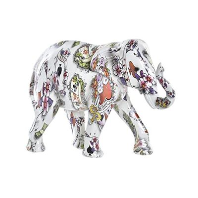 Figura dekoracyjna DKD Home Decor 23 x 9 x 17 cm Słoń Biały Wielobarwny Kolonialny