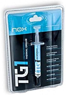 Nox TG-1 - TG-1 - Pasta térmica, 4 Gramos, nula conductividad electrica, facil limpieza, paleta plástica incluida, color gris