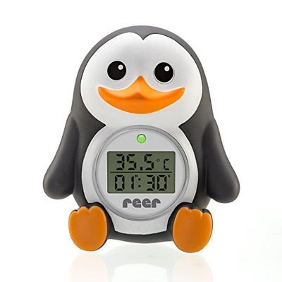 reer Myhappypingu Thermomètre de Bain Numérique 2 en 1 Anthracite/Blanc/Orange