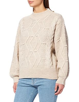 OBJECT OBJKAMMA Cable Knit Pullover Noos Suéter pulóver, Gris Plateado. Detalles: Melange, M para Mujer