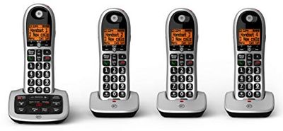 BT 4600 Cordless Landline House Phone, Home Phone, Big Buttons, Advanced Nuisance Call Blocker, Answer Machine, Quad Handset Pack