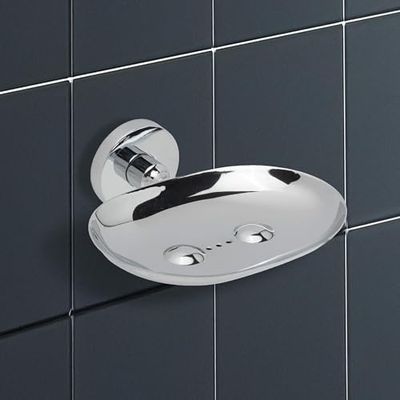IPEA Porte-Savon Mural Adhésif en métal – Pas Besoin de perçage – Design Moderne – Porte-Savon Mural à Coller dans la Salle de Bain, Douche, Cuisine, Maison – Porte-Savon ou éponge – Rond