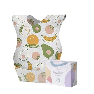 Sunveno Disposable Bibs, Baby Disposable Bib Leak-proof Liner & Reusable Fastener, 20PCS (Fruit)