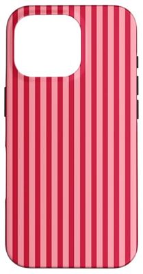 Design a righe verticali vintage vintage vintage con linee rosa rosse Custodia per iPhone 16 Pro