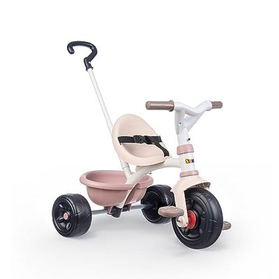 Smoby - Tricycle Be Fun Rose - Canne Parentale Réglable Jusqu'à 95 cms et Amovible - Ceinture de Sécurité - A Partir de 15 Mois - Fabrication Espagnole