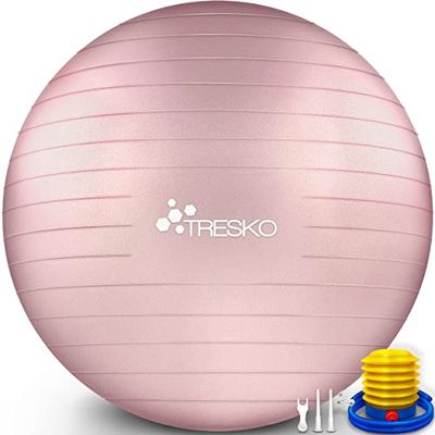 TRESKO® anti-burst gymnastiekbal 55 cm 65 cm 75 cm 85 cm | zitbal | yogabal | 300 kg | met luchtpomp (rose-gold, 85 cm, geschikt voor een lengte vanaf 185 cm)