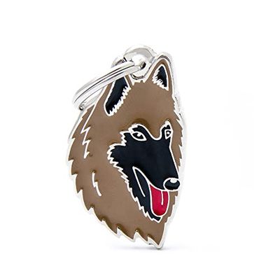 MyFamily Medaglietta per Cane Made in Italy, Pastore Belga, Targhetta Cane, Smaltata a Mano in Metallo, Collezione Friends, 24x40 mm