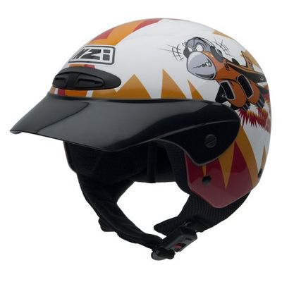 NZI Single Jr II Graphics Motorcycle Helmet, Orange/Red/Black/White Background, 52-53