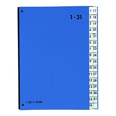 Pagna 24329-02 - Carpeta clasificadora (cartón, 32 separadores, números 1-31, 3 agujeros), color azul