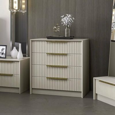 Dmora Cassettiera Seginus, Settimino Multiuso, Comò Camera da Letto, Mobile con cassetti, 72x45 h77 cm, Cemento, Pannello truciolare melaminico 18mm