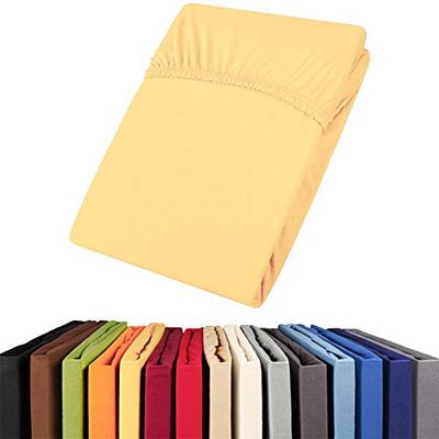 aqua-textil Viana lençol de baixo ajustável, algodão, amarelo, 90 x 200 bis, 100 x 200 cm