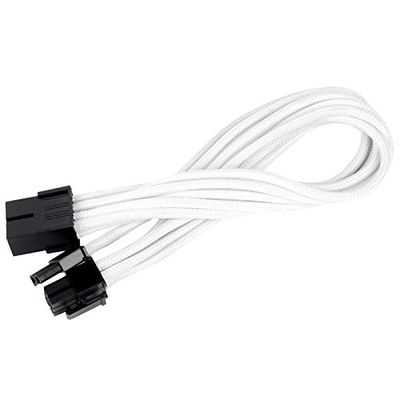SilverStone SST-PP07-PCIW - cavo di estensione sleevato 8pin a PCI-E 6+2pin, 25cm, bianco