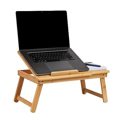 Mind Reader - Suporte para computador portátil, bandeja de cama, para quarto, pernas dobráveis, rayon de bambu, 54 x 33,5 x 21 cm, castanho
