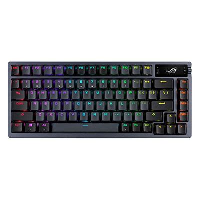 ASUS ROG Azoth Tastiera da Gaming Personalizzabile Wireless, 75 Tasti, Display OLED, Switch ROG NX Rossi Sostituibili, Stabilizzatori Tastiera, Copritasti PBT, Illuminazione RGB, Layout Italia, Nero