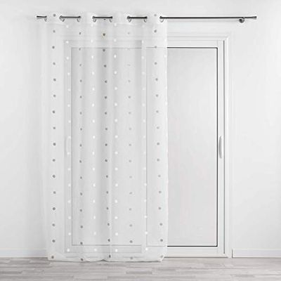 Douceur d'Intérieur, Voilage à Oeillets (140 x 240 cm) Lorna Blanc, Voile Sablé Brodé