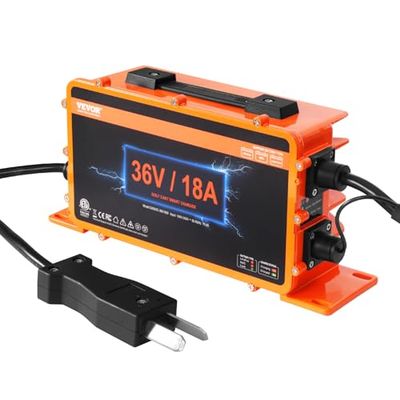 VEVOR Caricabatteria per Carrello da Golf da 36 Volt 18 AMP, Caricabatteria Auto Smart Club Spina Crowfoot, Compatibile Batterie Piombo AGM/GEL/EFB MF NMC LiFePO4 Club Car, Norma IP67 ETL