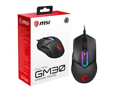 MSI Clutch GM30 - Ratón (USB 2.0, 9 Efectos LED, Sensor óptico PAW-3327, Detalles con Dragon Center) Negro, Sólo Ratón