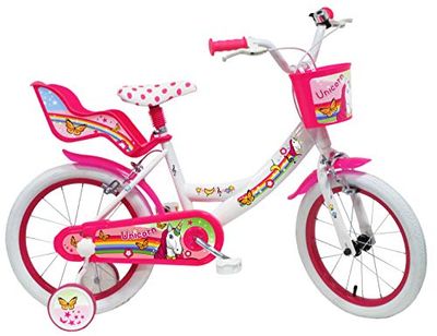 Eden Bikes UNICORN-16 Kinderfiets Eenhoorn Meisjes, Wit & Roze, 16 inch