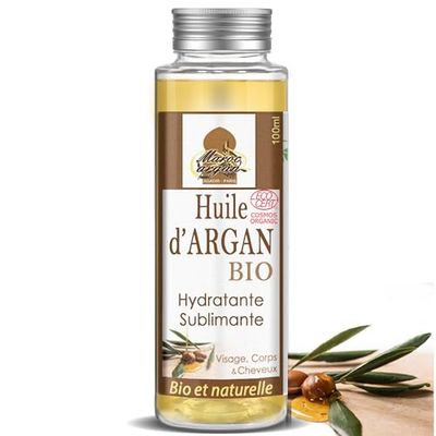 Huile D’Argan BIO Certifiée ECOCERT du Maroc - Anti-rides et Nourrissante – 100% Pure 100ml - Soin pour Peau Magnifique et Cheveux Sublime, Pressée à froid et filtrée, Qualité supérieure garantie