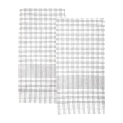 Talking Tables 2 x Serviettes de Cuisine Gingham Grises Textile de Table Éponge Absorbantes et Durables en Coton Doux Séchage Rapide Emballage ÉCO 45cm x 70cm
