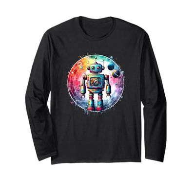 Robot Shirt Funny Robot Costume Technology Shirt AI Robotics Long Sleeve T-Shirt