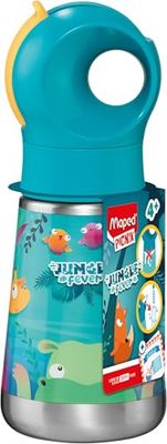 Maped Picknickdrinkfles voor kinderen, BPA-vrij, grappig design met spiraalrietje, lekvrij deksel en gemakkelijk mee te nemen, waterfles voor kinderen, ideaal voor school en sport