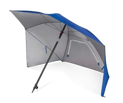 SportBrella Sport-Brella Ultra SPF 50+ parasol met schuine schaduw voor optimale zichtlijnen bij sportevenementen (8 voet), blauw