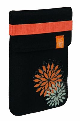 LÄSSIG Coque pour Smartphone, Fleur Noire., 10 cm, Organiseur de Poche