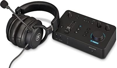 Yamaha ZG01 alles-in-1 pakket, bestaande uit de ZG01 audiomixer voor gamestreaming en de YH-G01 hoofdtelefoon van studiokwaliteit, voor Windows, Mac, iOS en Android