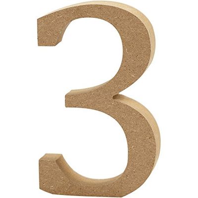 Número: H: 8 cm, MDF, 3, 1 unidad