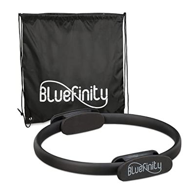 Bluefinity pilates ring zwart, dubbele handgrepen, met oefeningen, fitness en yoga accessoire, weerstandsring, Ø 37cm