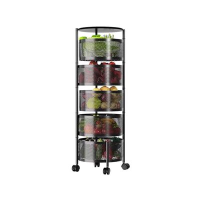 Wintem Carro portatodo de Cocina con Ruedas 32 x 32 x 90 cm Negro – Hecho de Metal es Resistente y Robusto – Se Puede Cerrar Cuando no está en Uso – Equipado con 5 cestas de 32 x 32 x 14 cm Cada una