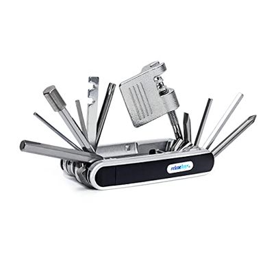 Relaxdays Kit Riparazione Bici, Set Attrezzi Multiuso per Bicicletta, HLP 2,5x9x4,5 cm, Accessori Manutenzione, Nero Unisex-Adulto, Argento, H x L x P: 2,5 x 9 x 4,5 cm