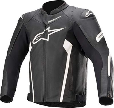 Alpinestars Men's Faster V2 Leather Jacket Black/White, 54 (EU)