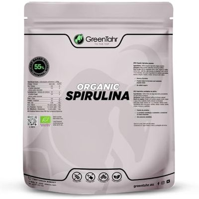 Green Tahr Spirulina Bio in Polvere 750g. Alga Spirulina Verde. Ingrediente Ipocalorico, Integratore Brucia Grassi per Dimagrire. Ricco di Proteine 55% e Ferro 45mg