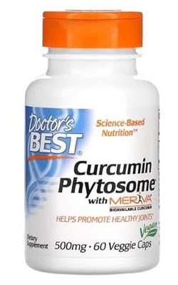 Doctor's Best Curcumin Phytosome avec Meriva, 500mg - 60 Gélules Végétales | Soutien Articulaire et Antioxydant | Qualité Supérieure