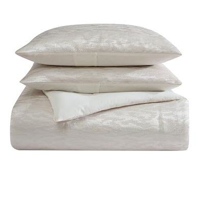 Vera Wang - Parure de lit de Luxe avec taies d'oreiller Assorties, décoration d'intérieur Design (Ivoire Illusion, très Grand lit)