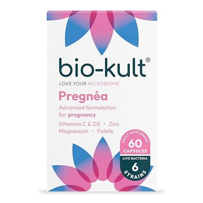 Bio-Kult Pregnéa | 6 Strains + Folic Acid, D, C, Zinc, Magnesium | Prenatal & Postnatal Probiotic Support | 60 Capsules