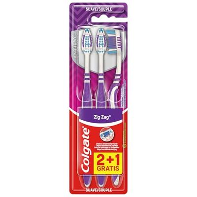 Colgate Zig Zag - Cepillo de dientes, Multicolor (3 unidades)