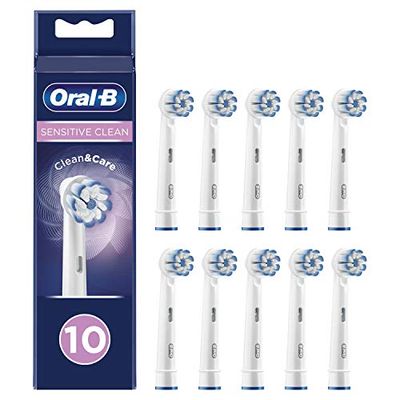 Oral-B Sensitive Clean, Pack de 10 Brossettes de Rechange, Embout, Pour Brosse à Dents Électrique Jusqu’à 100 % d’élimination de la Plaque Dentaire, Blanc