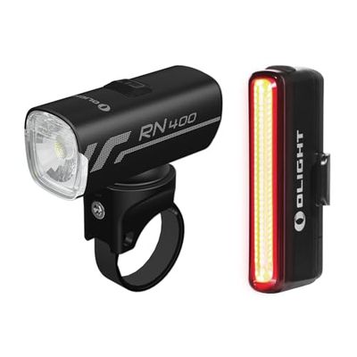 OLIGHT RN400+SEEMEE30C Juego de Linterna Delantero y Luce Trasera para Bicicleta, Lámpara LED Recargable 400 lúmenes, Luz de Bicicleta, 5 Modos para Iluminación al Aire Libre, Camping y Ciclismo