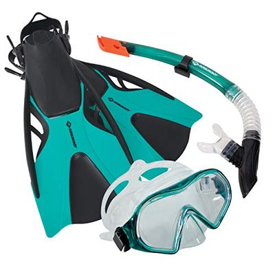 Schildkröt Snorkelset Cayman turquoise - 3-delig, maat L/XL
