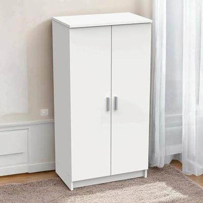 Dmora - Armadio Multiuso 2 Ante Tarn, Mobile Multifunzionale, Mobiletto scarpiera, Guardaroba Porta Scarpe, 55x35 h108 cm, Bianco Opaco