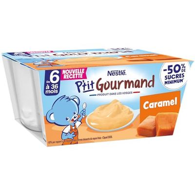 Nestlé Bébé P'tit Gourmand Caramel - Laitage dès 6 mois - 4 x 100g (4 Laitages) (Lot de 6)