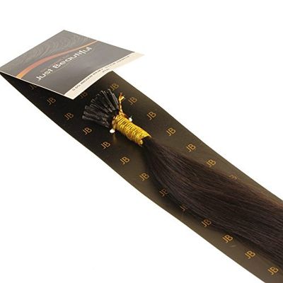 Just Beautiful Hair 50cm Micro Anello I-Stick Extensions Capelli Veri Remy Indiani, 1g - 1b nero natural, 1x100 ciocche